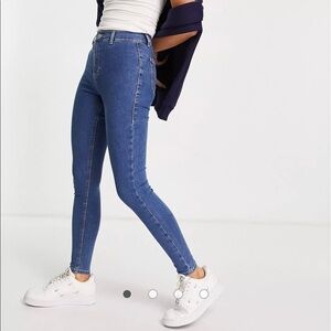 Topshop Joni jeans in mid blue Size 34X30 like new